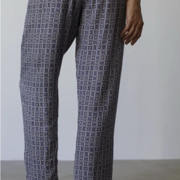 Raquel Allegra Easy Pants Trousers Sz 2 Blue Foulard High Rise Elastic Waistband - Picture 3 of 13